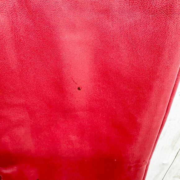 Zara Pants Women Size Small Red Faux Leather High Rise Skinny Zip Fly Pockets - Picture 7 of 8